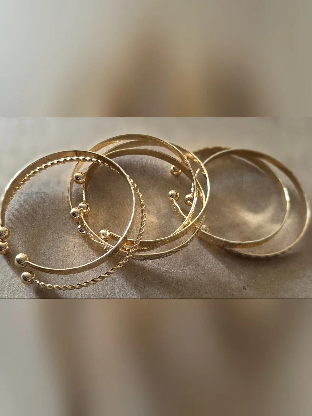 Gold Tone Women's Open-Ended Bangle Bracelet Set NEW